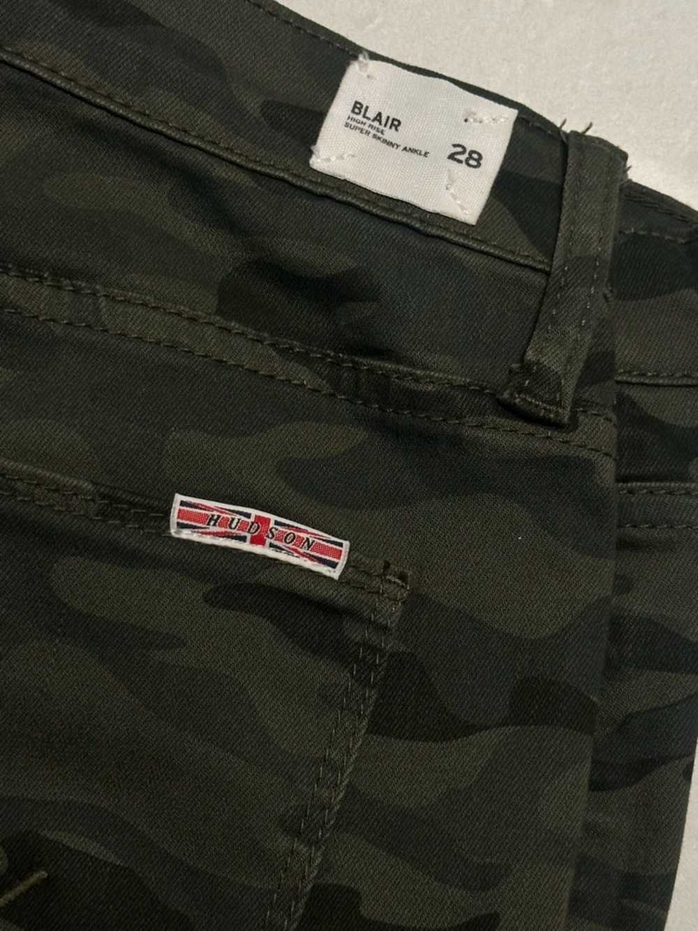 Hudson Jeans Olive Green Camo Slim Ankle Jeans